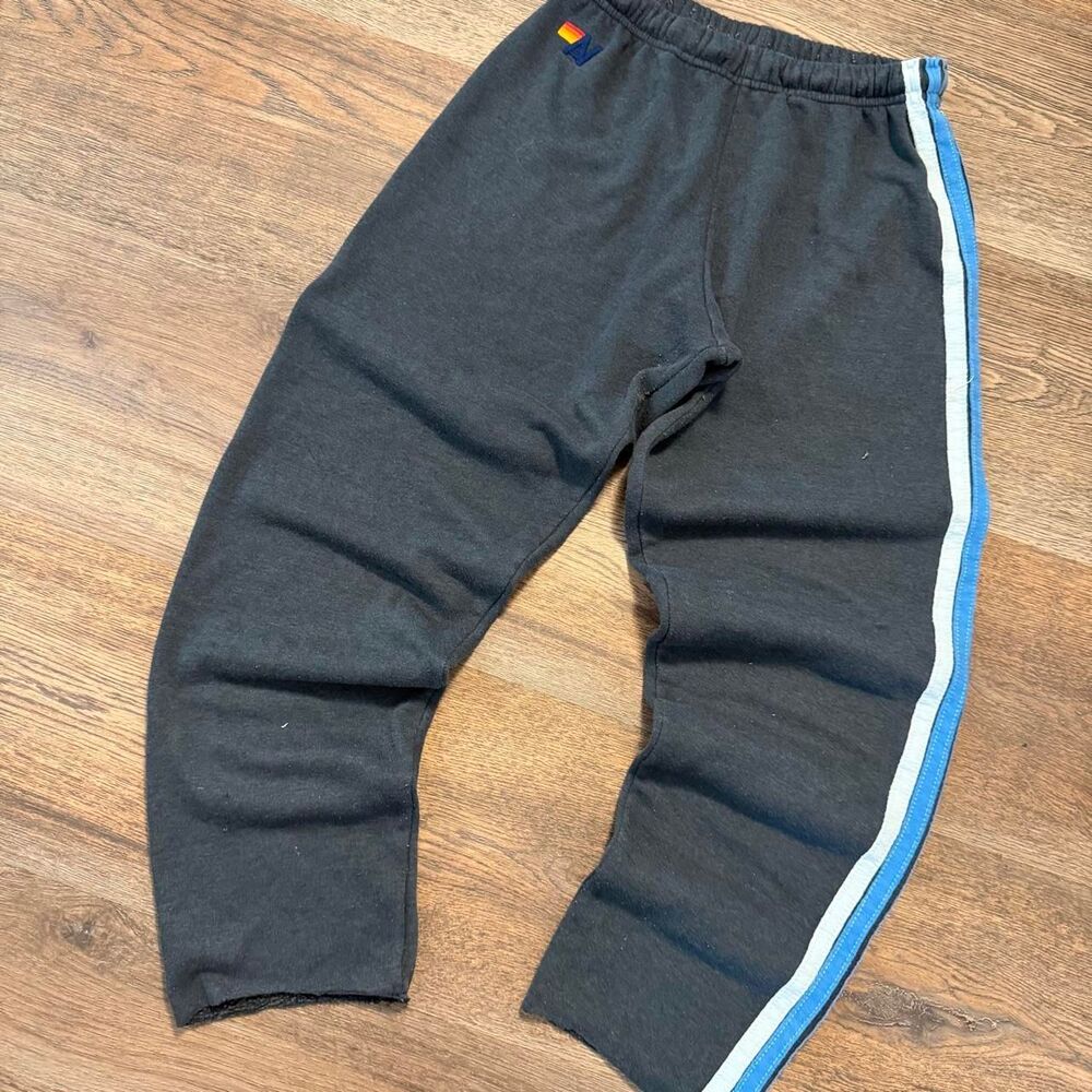 Aviator Nation Charcoal Gray Blue 5-Stripe Jogger Sweatpants Women's Size Small - Picture 2 of 6